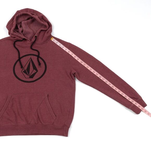 Volcom‎ Maroon Heather Blaqued Out Logo Hoodie Pullover Men's Size Medium - Picture 4 of 13